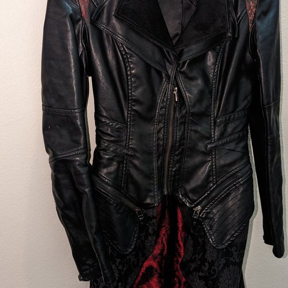 Victorian goth modified DIY jacket OOAK Faux vegan leather - used on TV - Picture 2 of 10